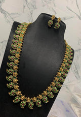 Nagasi Work with Kempu Stones Haram - Nakshatra Jewels