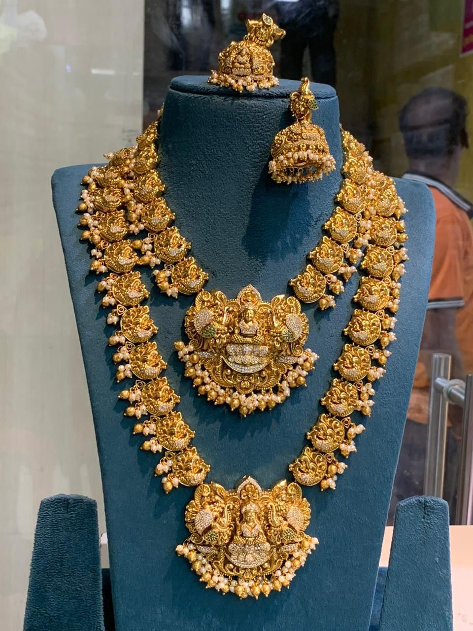 Nakshi Work with AD Stones Bridal Set (Gold Replica)