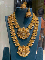 Nakshi Work with AD Stones Bridal Set (Gold Replica) - Nakshatra Jewels