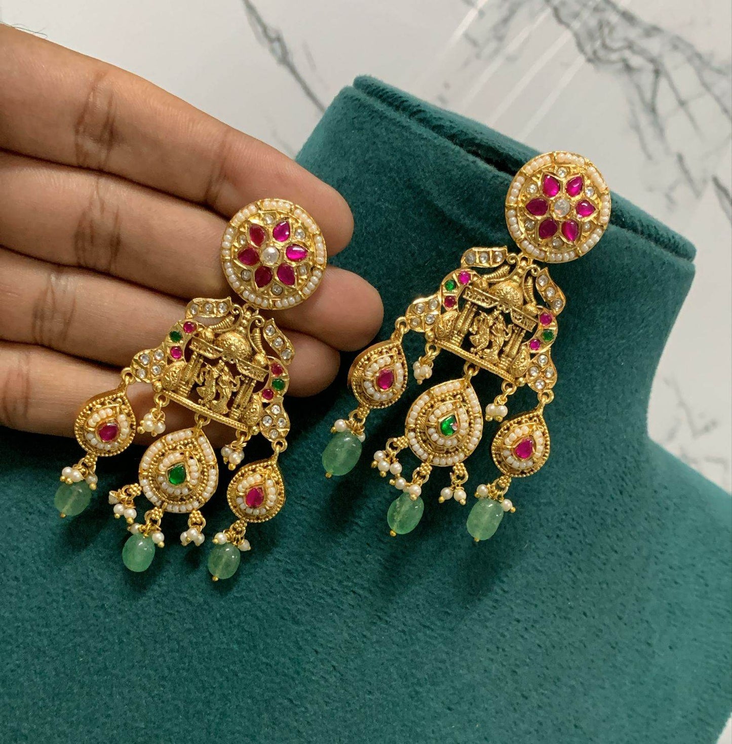 Jaadu Kundan Stones Bridal Earrings - Nakshatra Jewels
