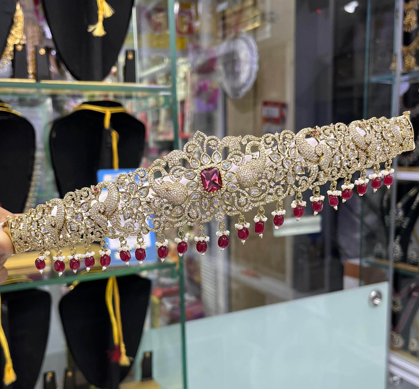 Victorian Polish AD Stones Bridal Hip Belt - Nakshatra Jewels