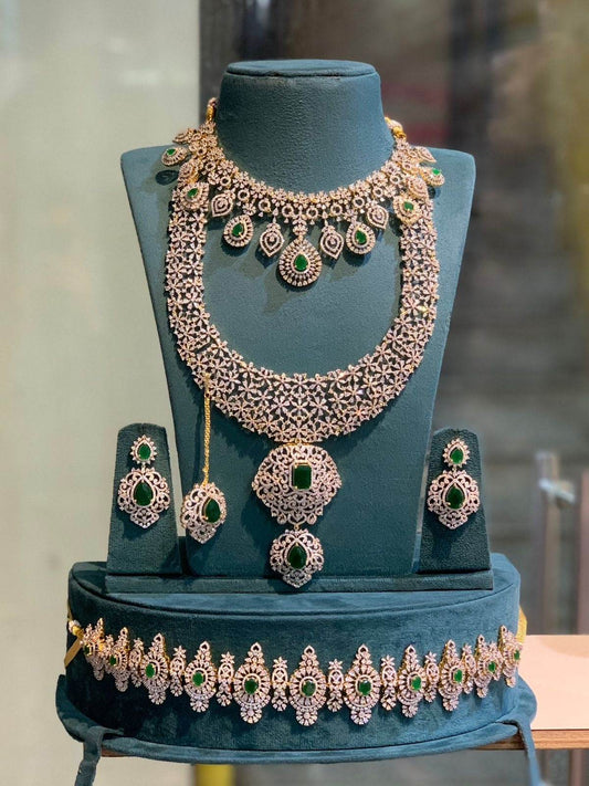 American Diamond Stones Bridal Combo Set - Nakshatra Jewels