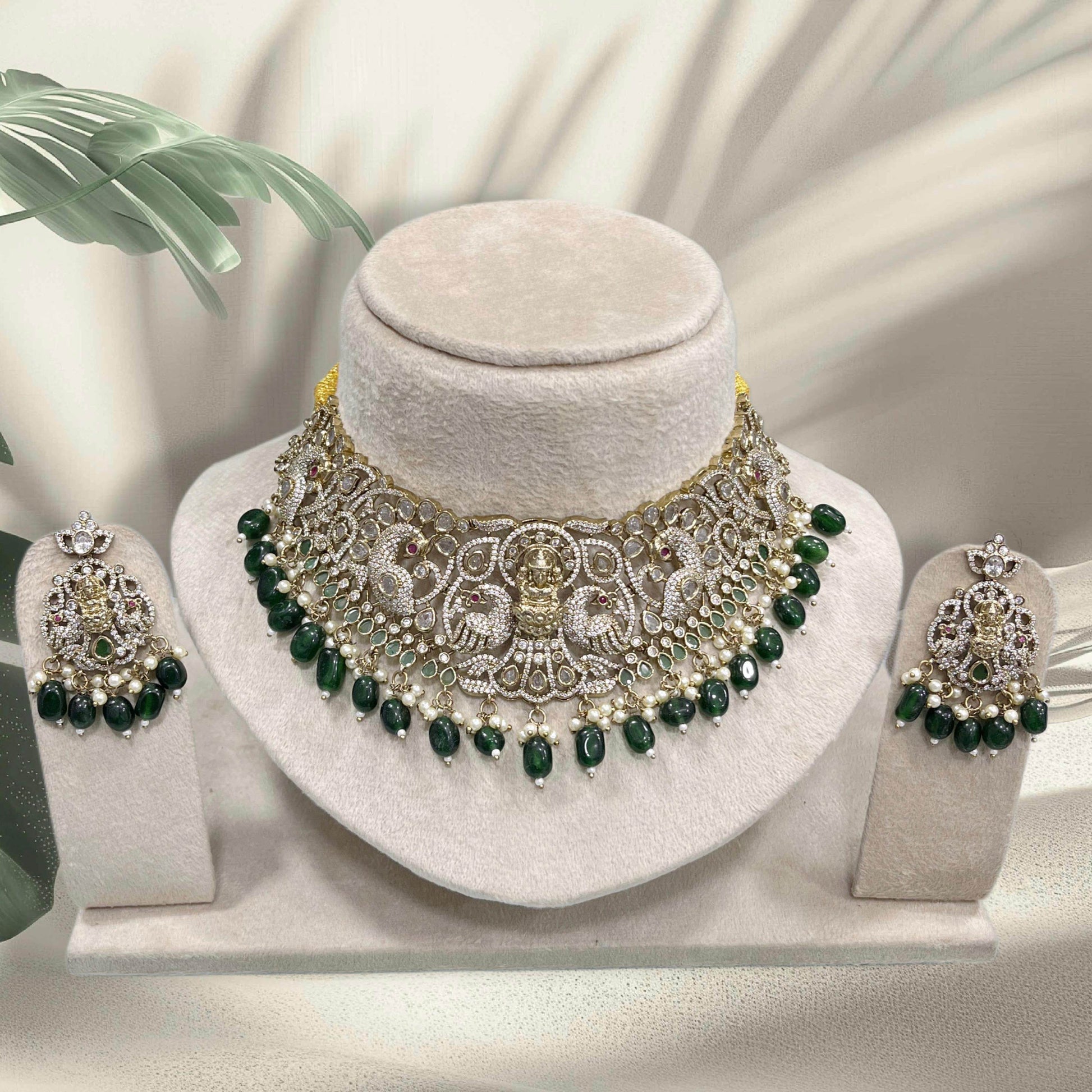 Victorian Polish with AD Stones Bridal Choker - Nakshatra Jewels