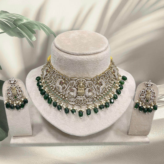 Victorian Polish with AD Stones Bridal Choker - Nakshatra Jewels