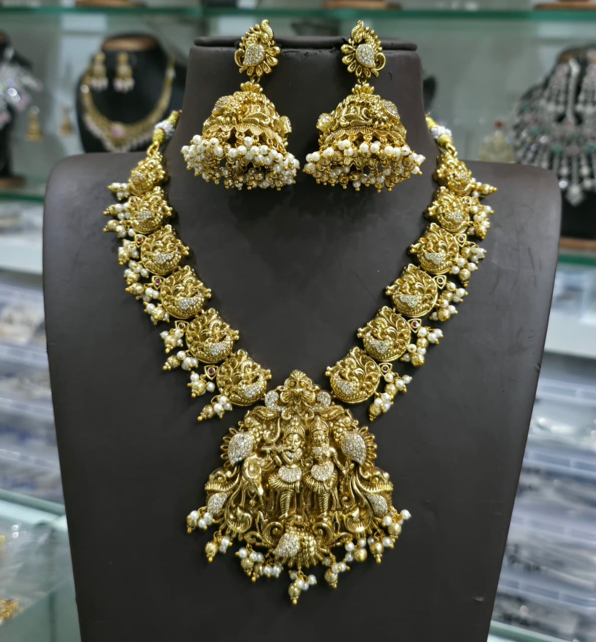 Nakshi Work with AD Stones Bridal Necklace