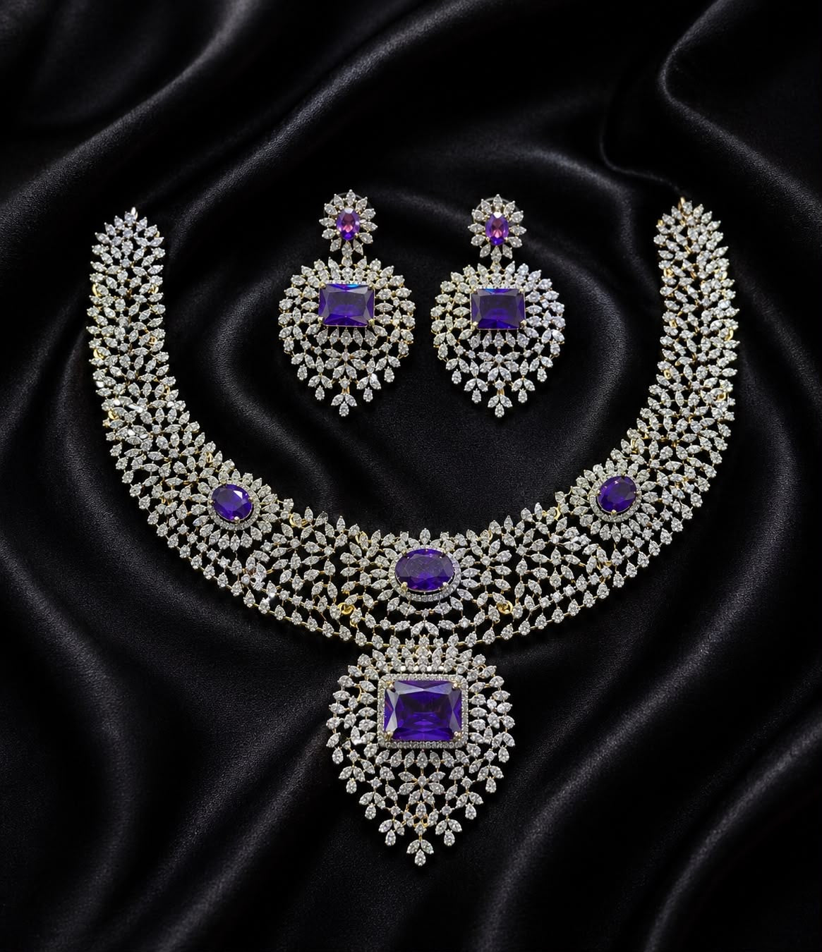 American Diamond Stones Bridal Necklace