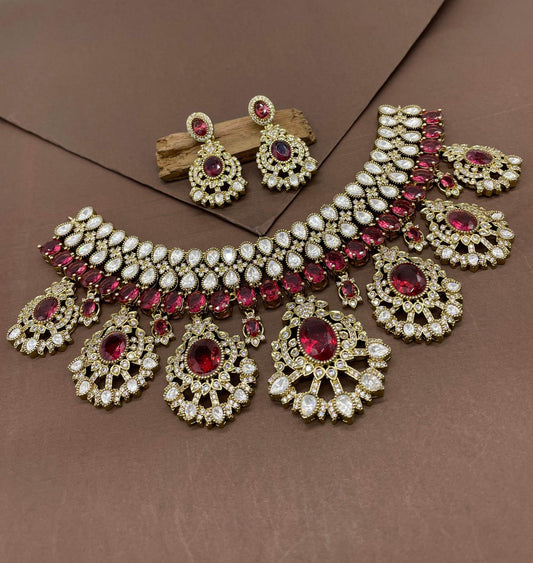 Mossanite with AD Stones Bridal Choker - Nakshatra Jewels
