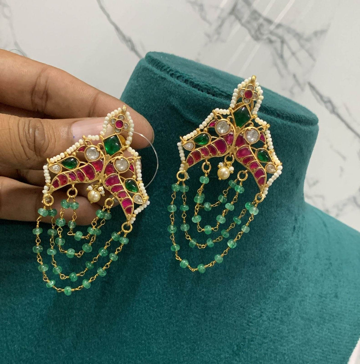Jaadu Kundan Stones Bridal Earrings