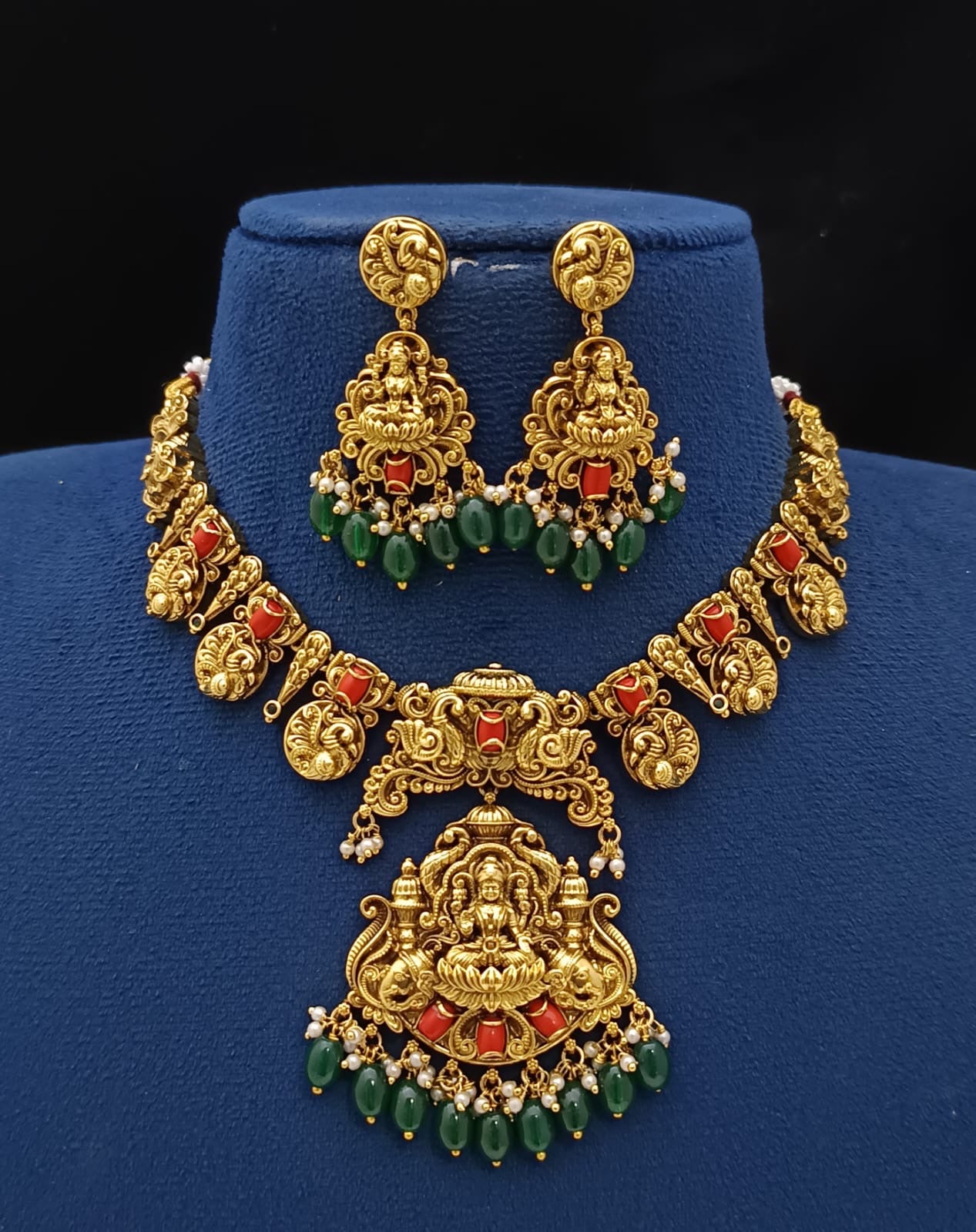 Nakshi work with Coral Beads Necklace