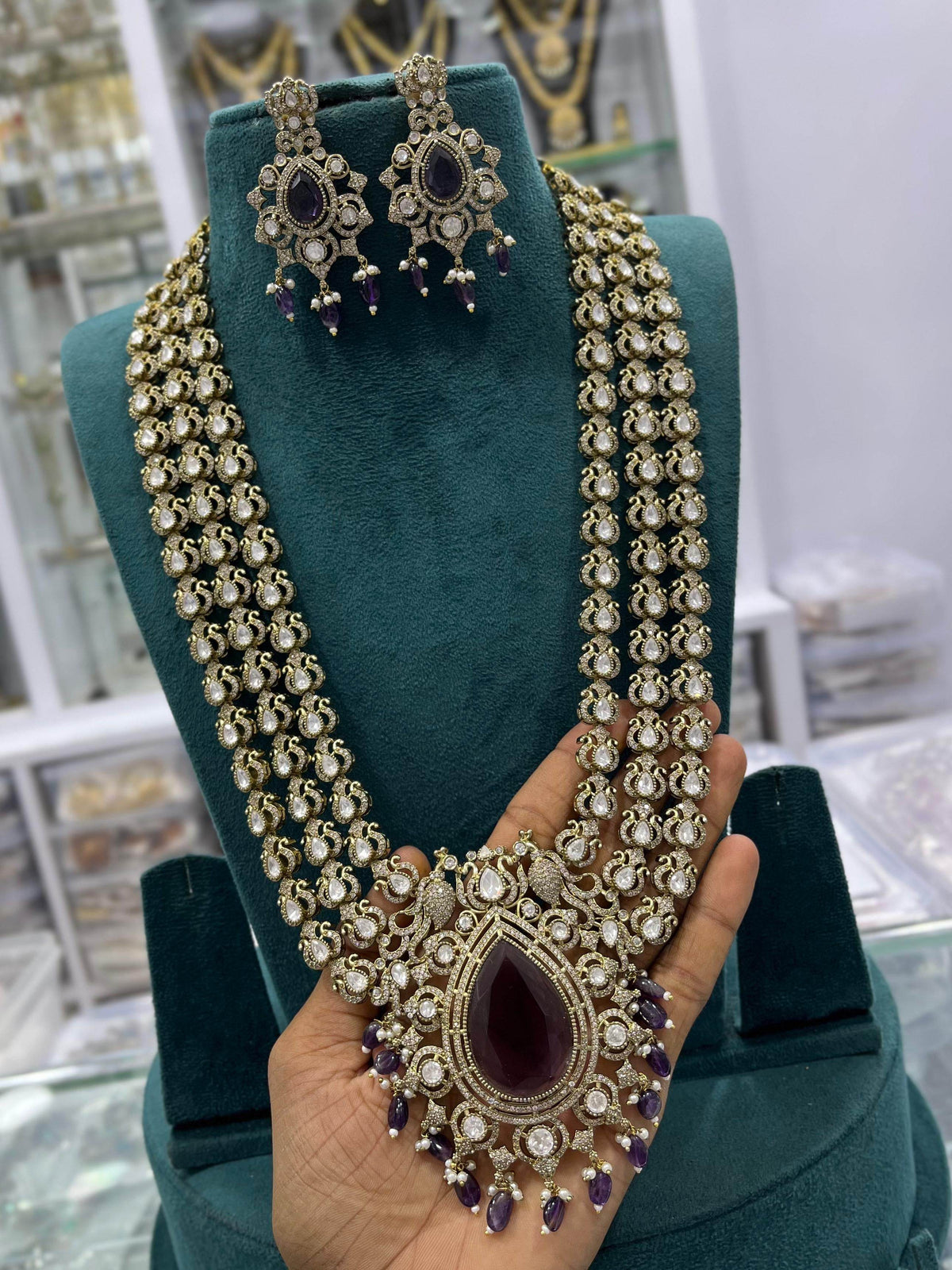 Moissanite Stones Bridal Haram (Designer Haram)