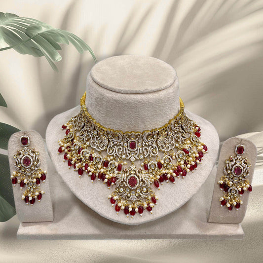 Victorian Polish with AD Stones Bridal Choker - Nakshatra Jewels