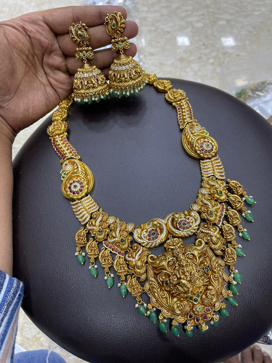 Nakshi Work with AD and Kempu Stones Bridal Haram