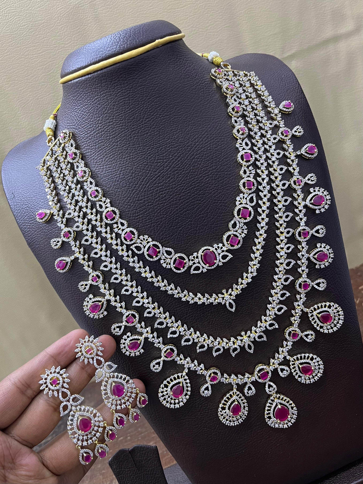 American Diamond Stones Bridal Layer Haram