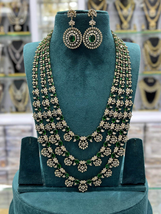 Victorian Polish with AD Stones Bridal Layer Haram - Nakshatra Jewels