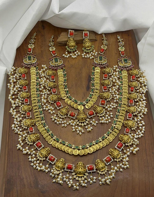 Nakshi Work with Coral Stones Combo Set