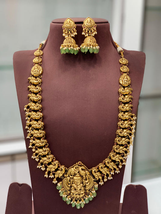 Nakshi Work with Kempu Stones Bridal Haram