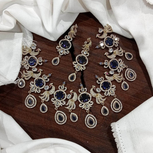 Victorian Polish with AD Stones Necklace - Nakshatra Jewels