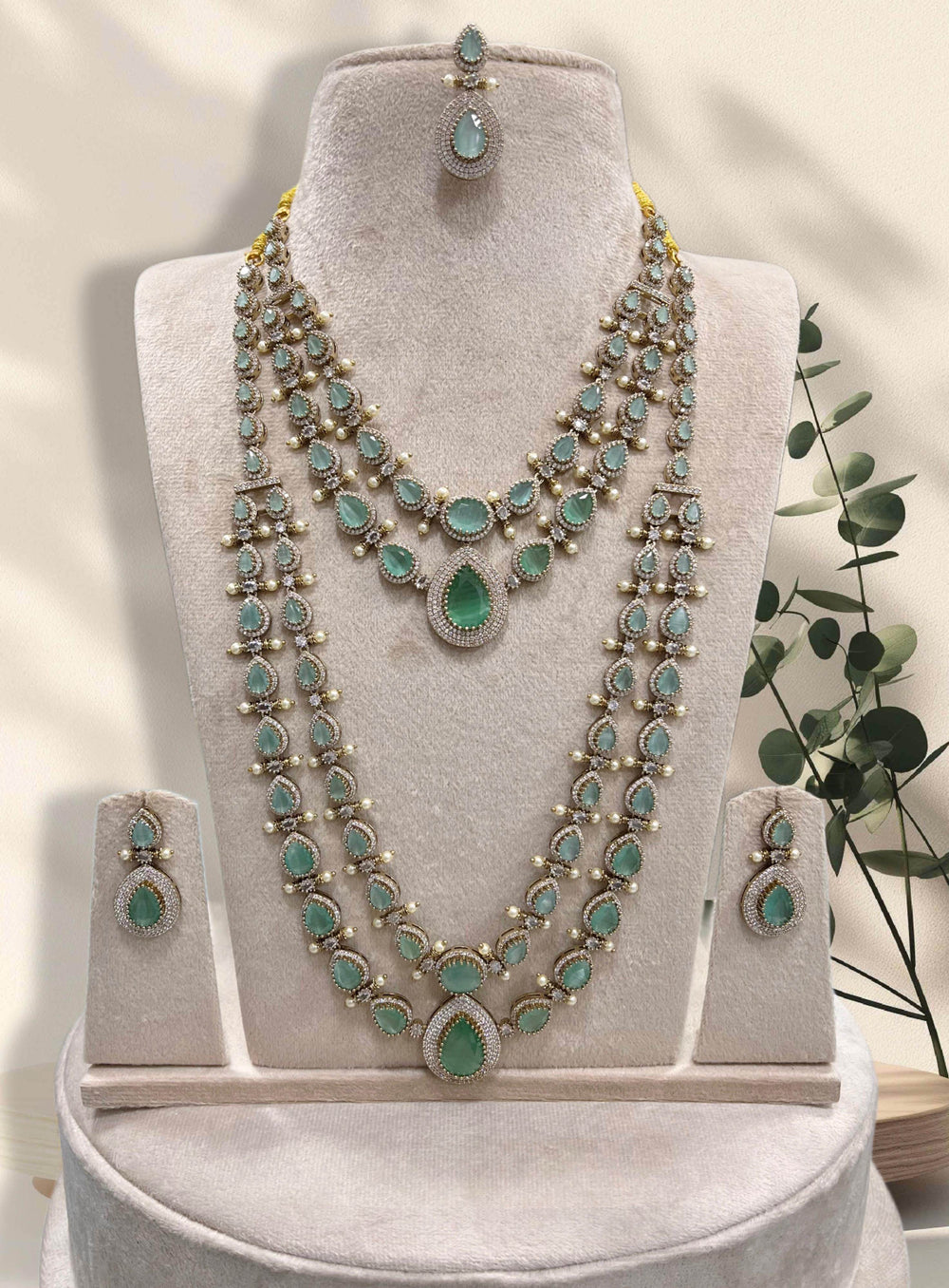 Victorian Polish with AD Stones Layer combo set - Nakshatra Jewels
