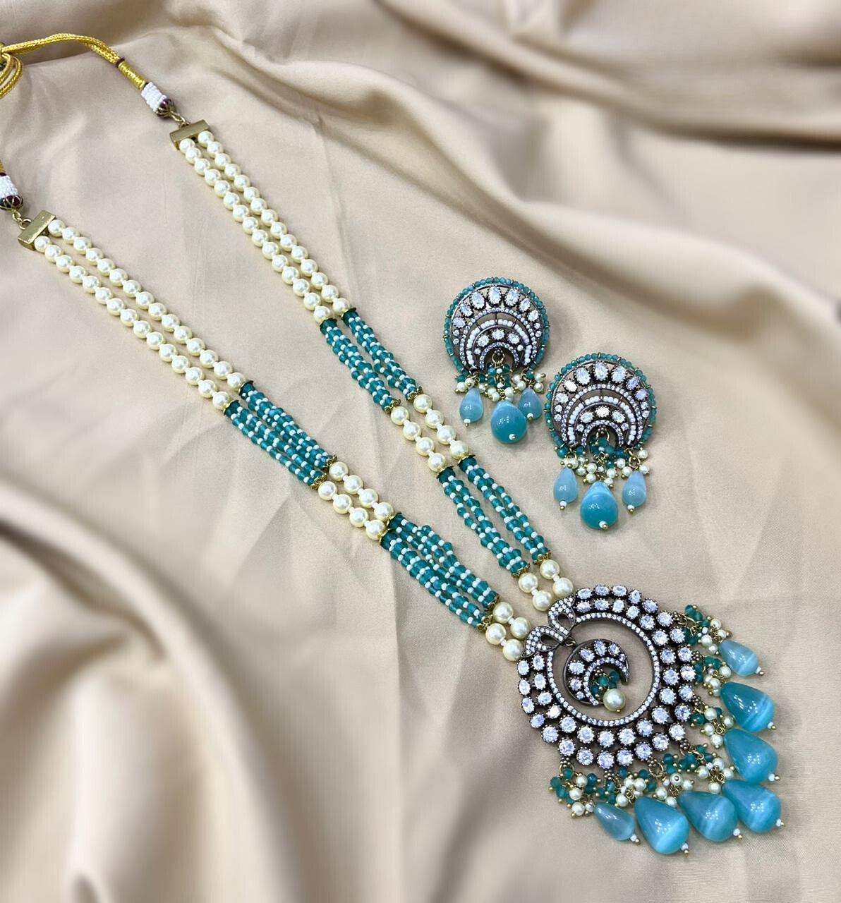 Victorian Polish AD Stones Pendent with Beads Haram