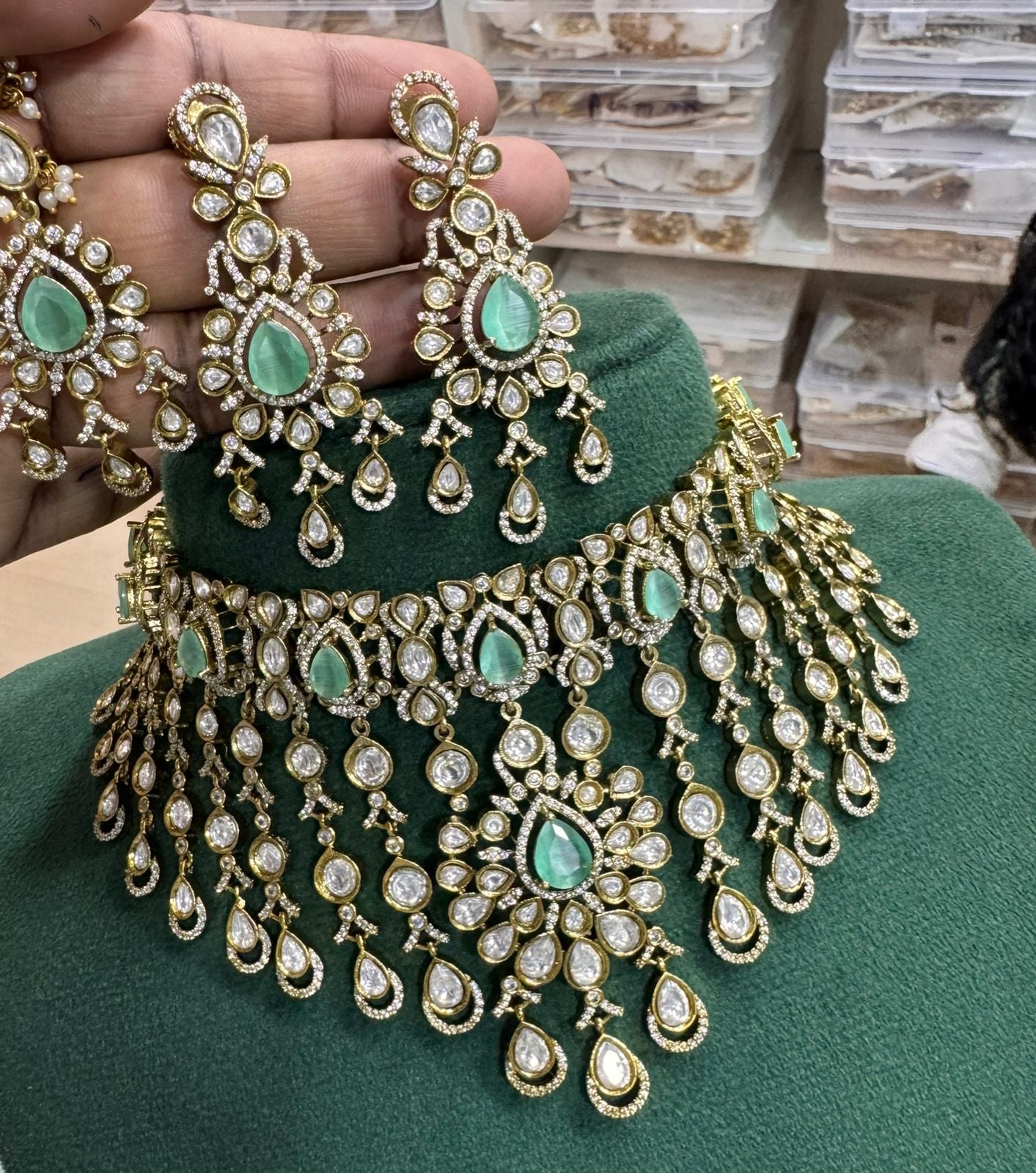 Victorian Polish with AD Stone Choker