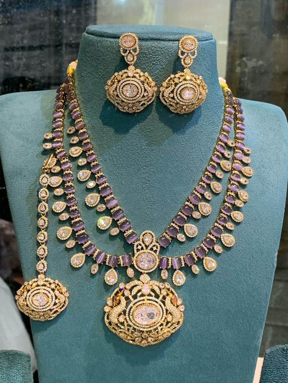 Victorian Polish with AD Stones Bridal Necklace - Nakshatra Jewels