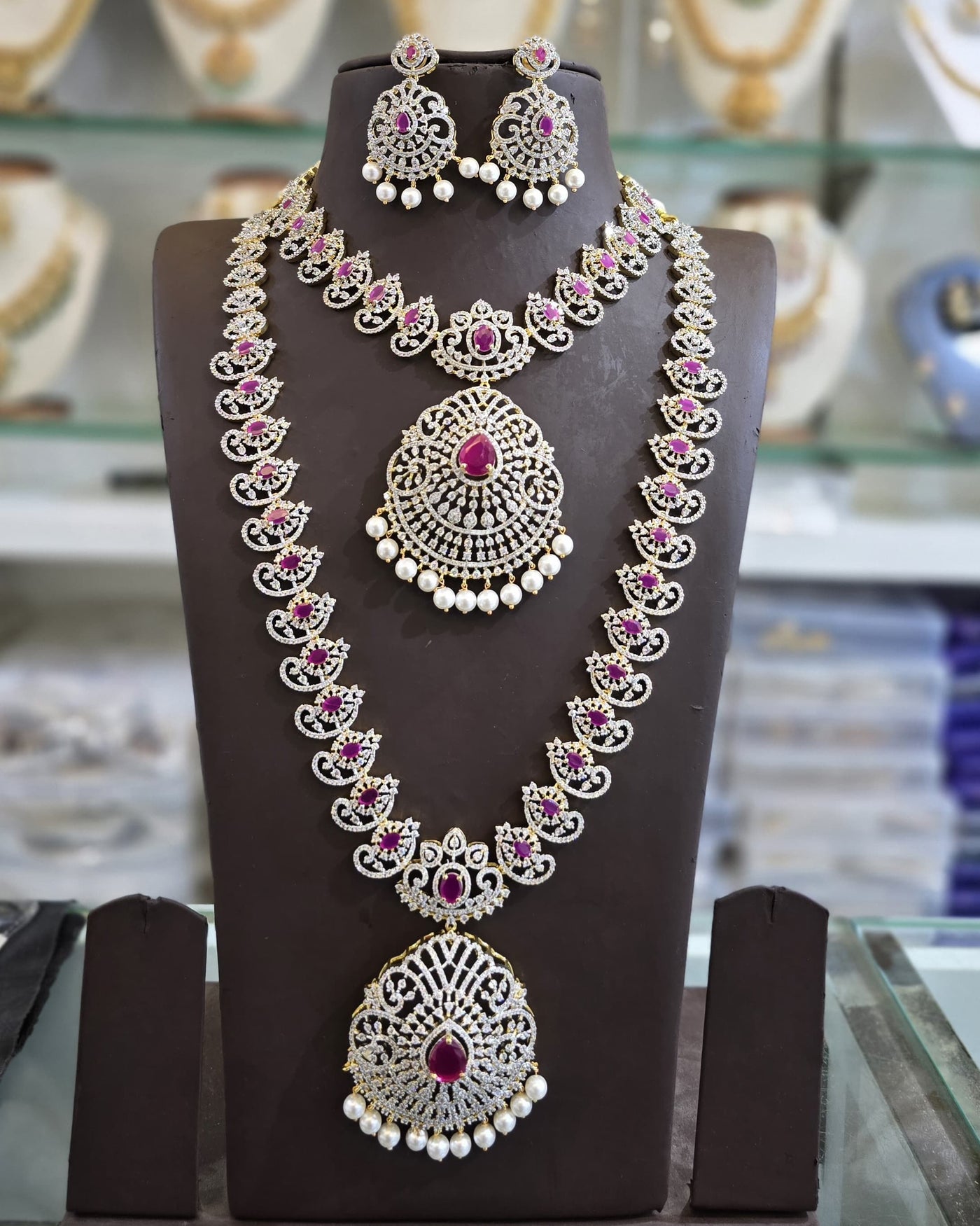 American Diamond Stones Bridal Combo Set