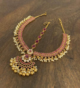 american diamond set with maang tikka