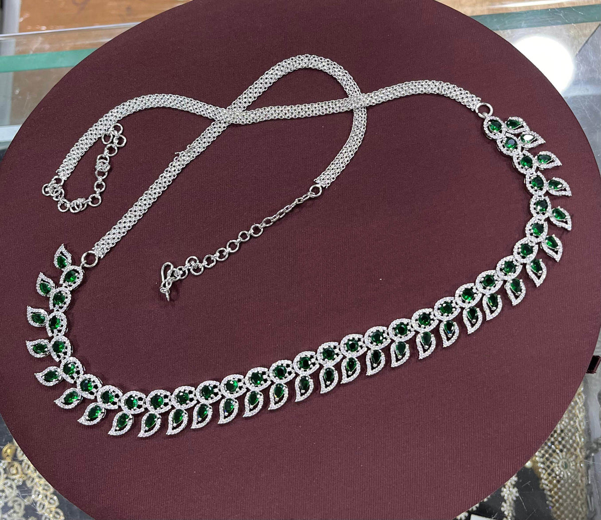 American Diamond Stones Hip Chain (Silver polish)
