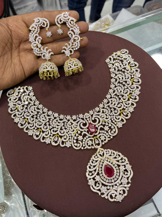 American Diamond Stones Bridal Necklace