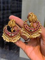 Premium Matt with Kempu Stones Earrings - Nakshatra Jewels