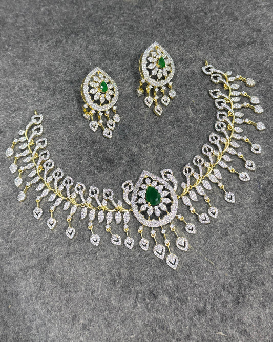 American Diamond Stones Bridal Neck set - Nakshatra Jewels