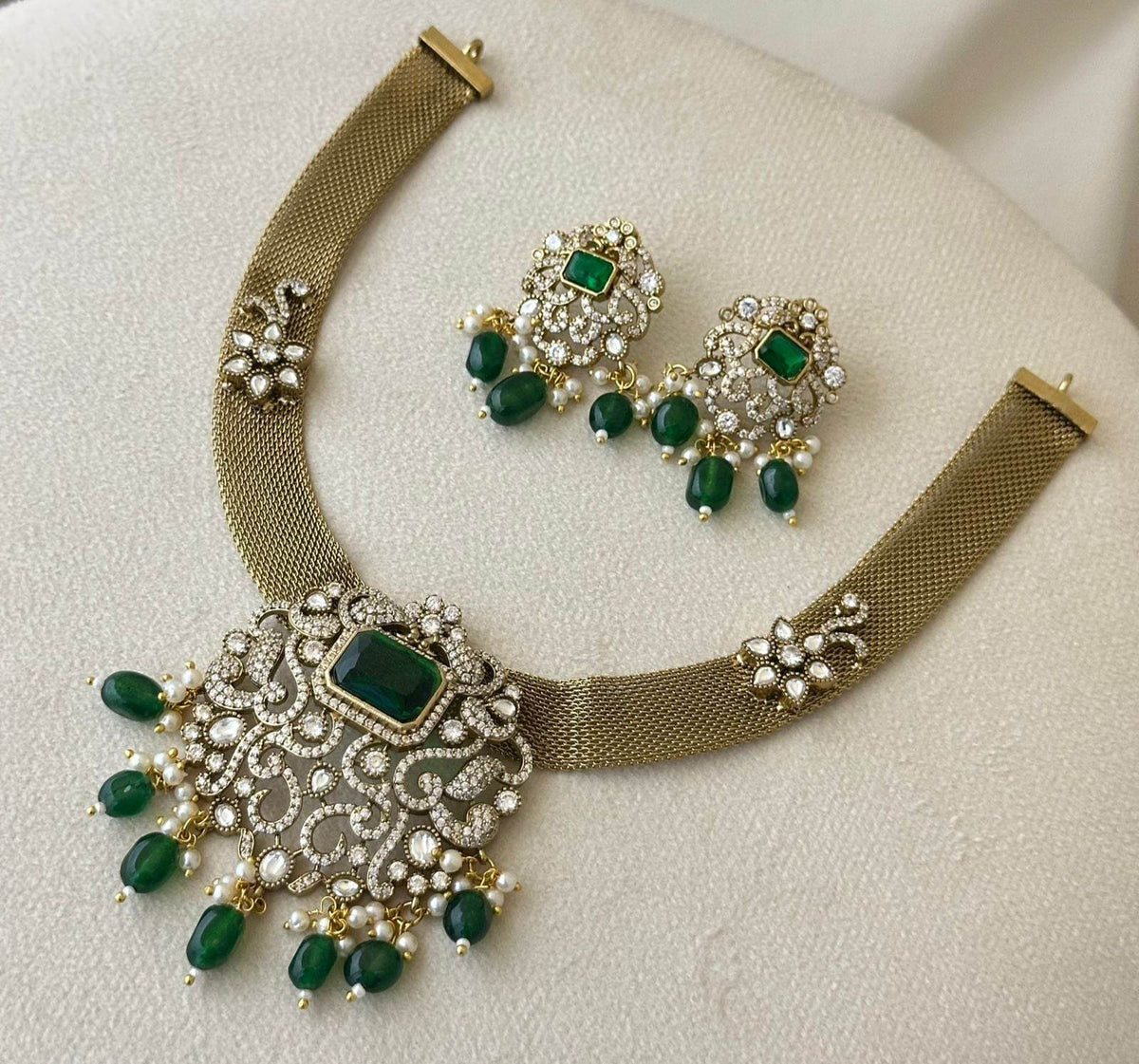 Mossanite Stones Pendent Set Necklace