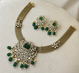 Mossanite Stones Pendent Set Necklace - Nakshatra Jewels