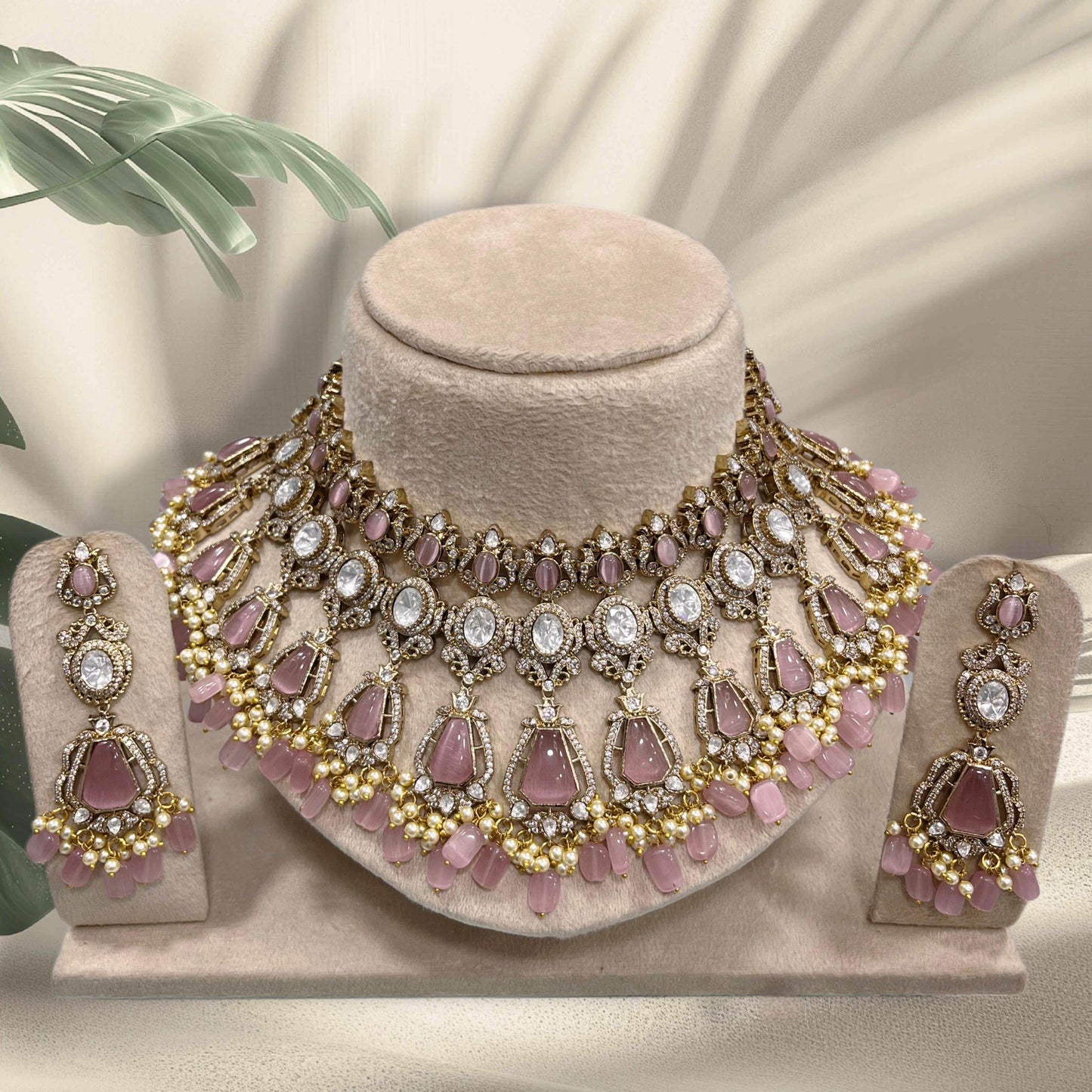 Victorian Polish with AD Stones Bridal Choker - Nakshatra Jewels