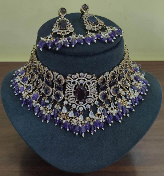 Victorian Polish with AD Stones Bridal Choker - Nakshatra Jewels