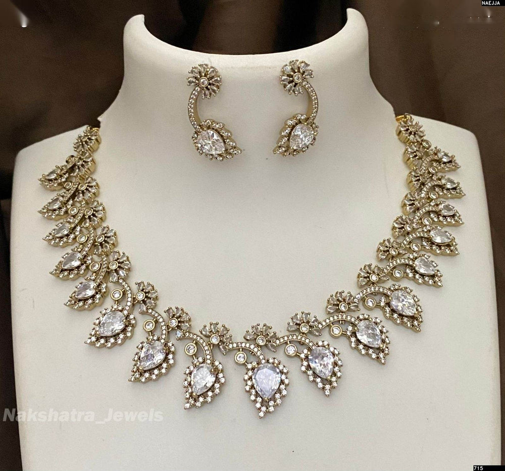 Victorian Polish AD Stones Necklace - Nakshatra Jewels