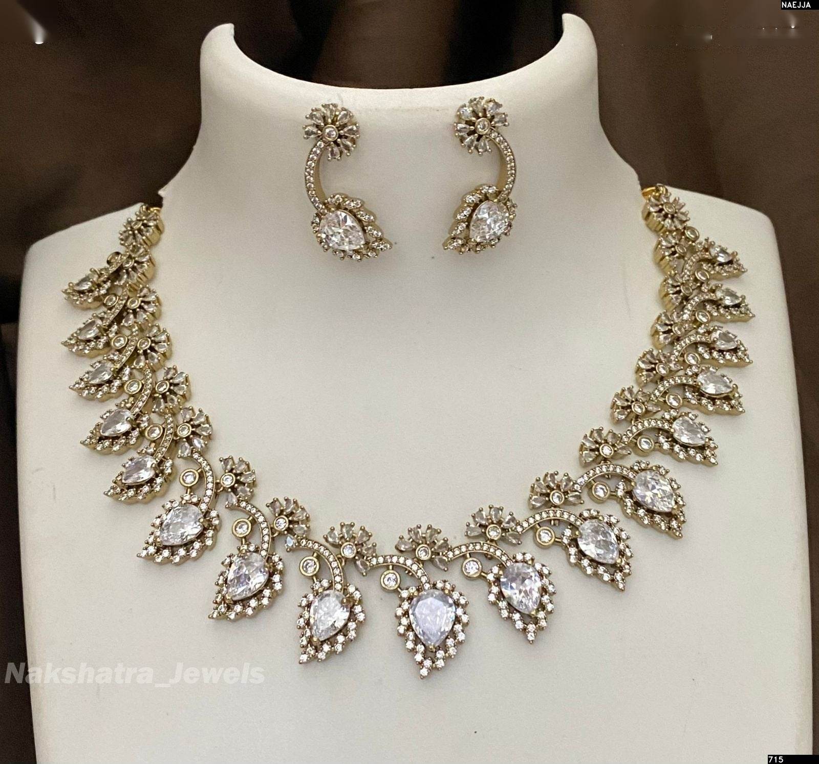 Victorian Polish AD Stones Necklace - Nakshatra Jewels