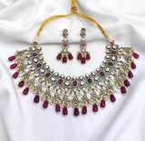 Victorian Polish with Moissanite & AD Stones Bridal Neckset - Nakshatra Jewels