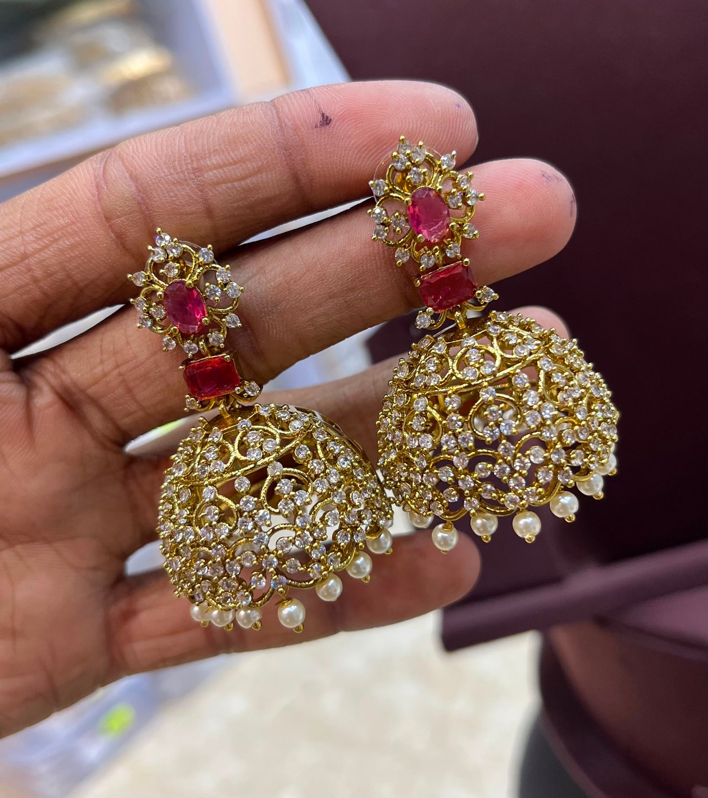 Victorian Polish AD Stone Earrings