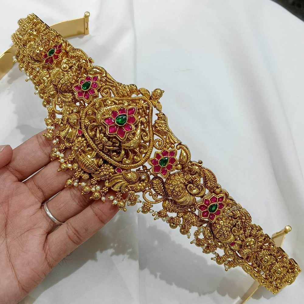 Nagasi Work with Jaadu Kundan Stones Bridal Hip Belt - Nakshatra Jewels