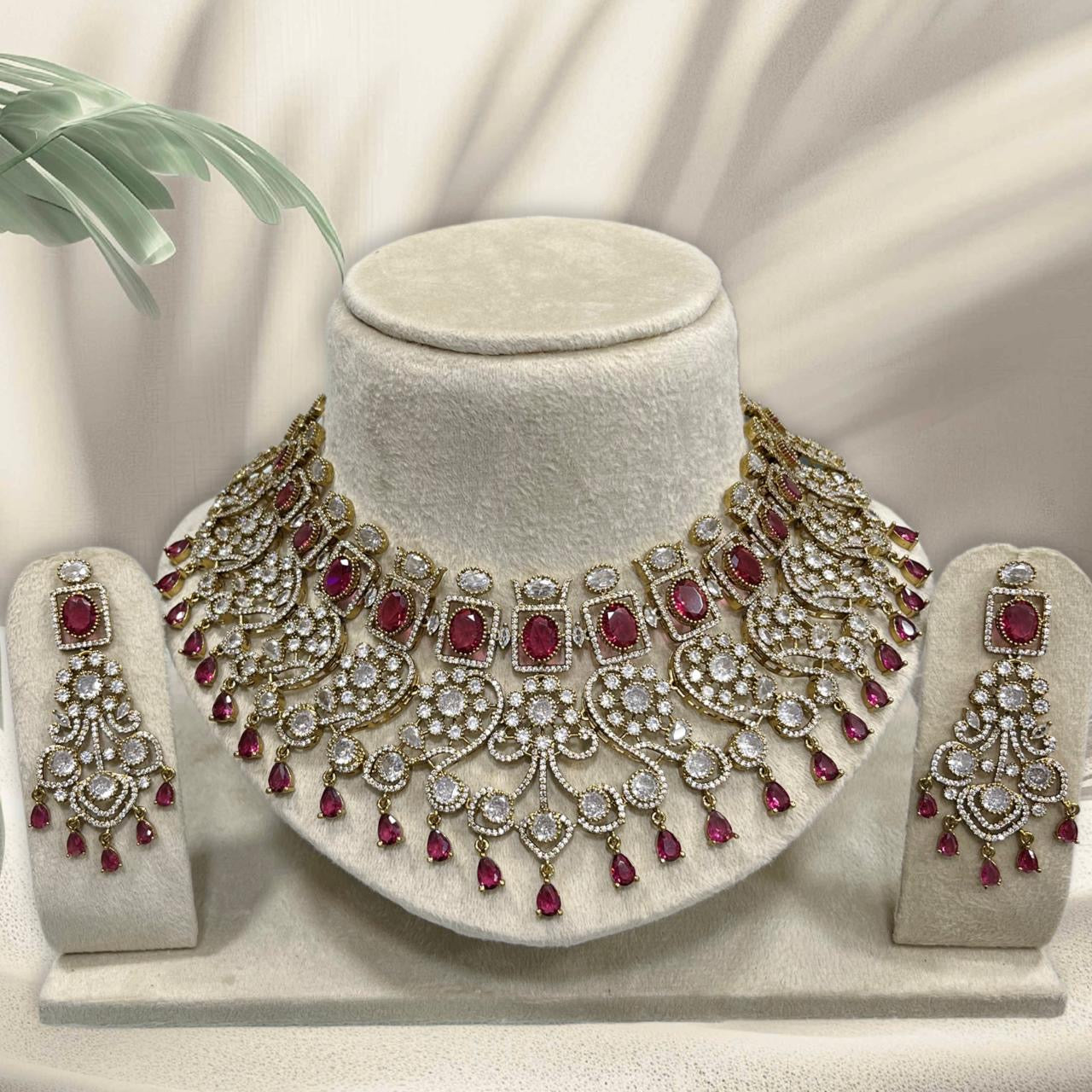 Victorian Polish with AD Stones Bridal Neck Set