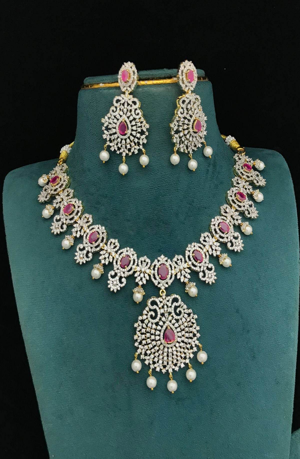 American Diamond Stone Bridal Necklace
