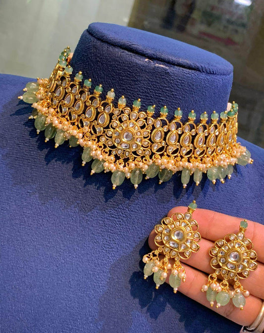Premium Matt with Kempu Stones Bridal Choker - Nakshatra Jewels
