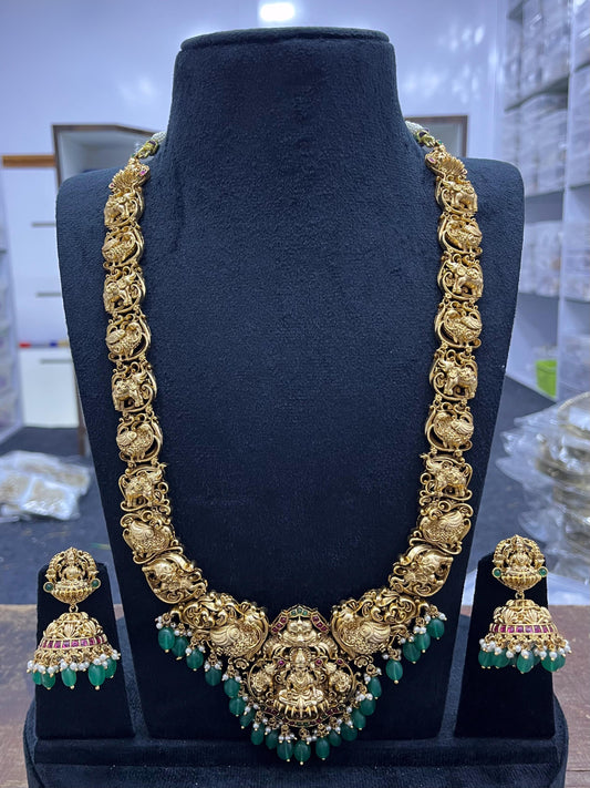 Nakshi Work with Kempu Stones Bridal Haram