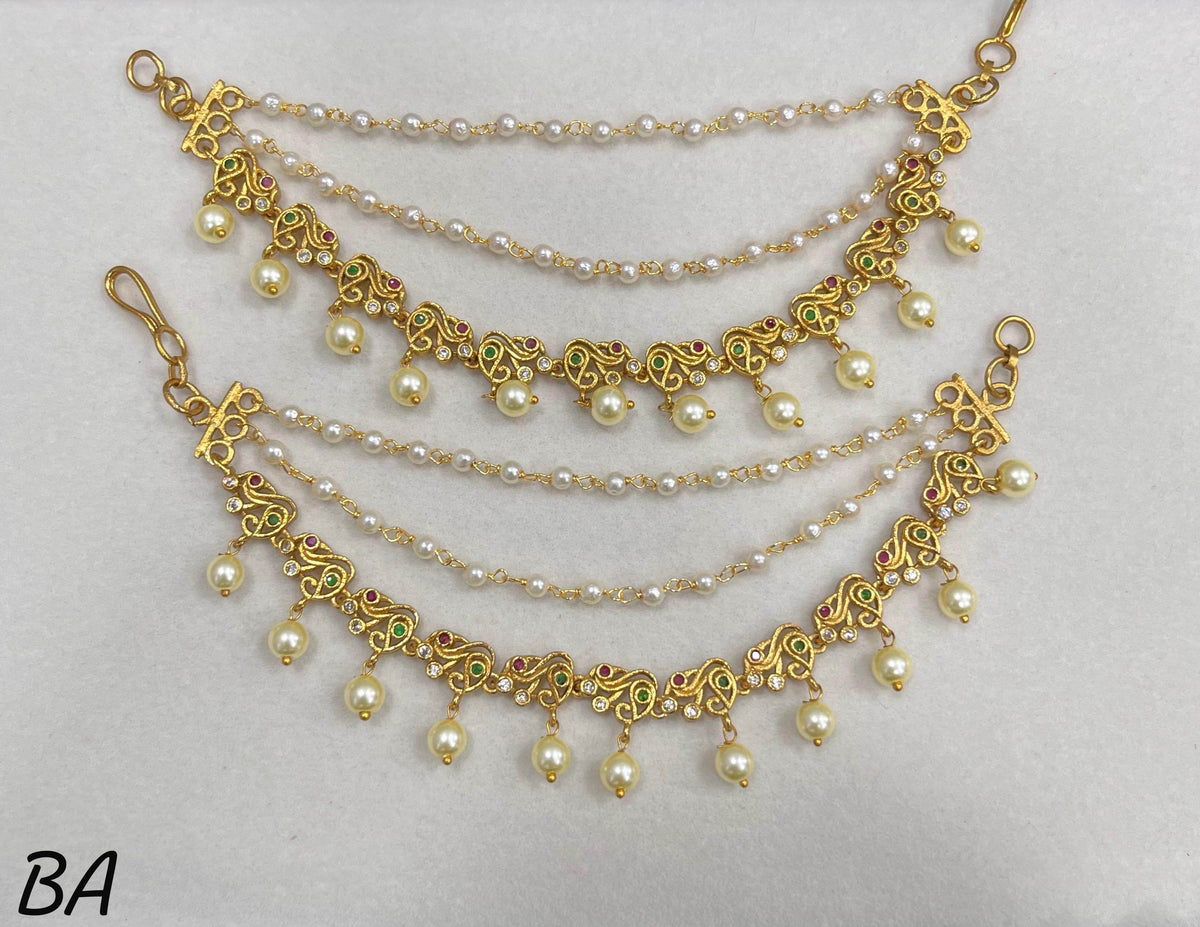 Premium Matt with Kempu Stones Ear Chains