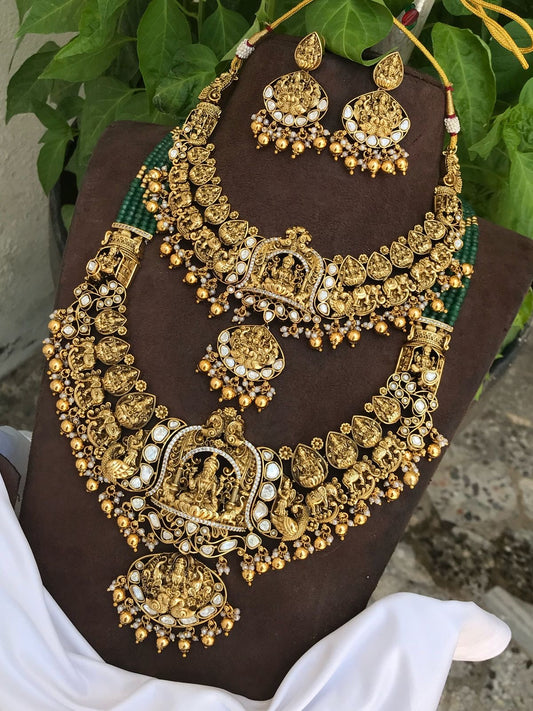 Nakshi Work with Mossiante Stones Bridal Combo
