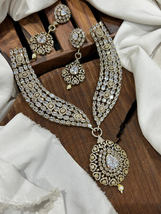 Victorian Polish AD Stones Bridal Neck Set