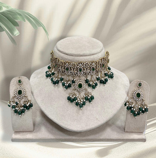 Victorian Polish AD Stones Bridal Neck Set