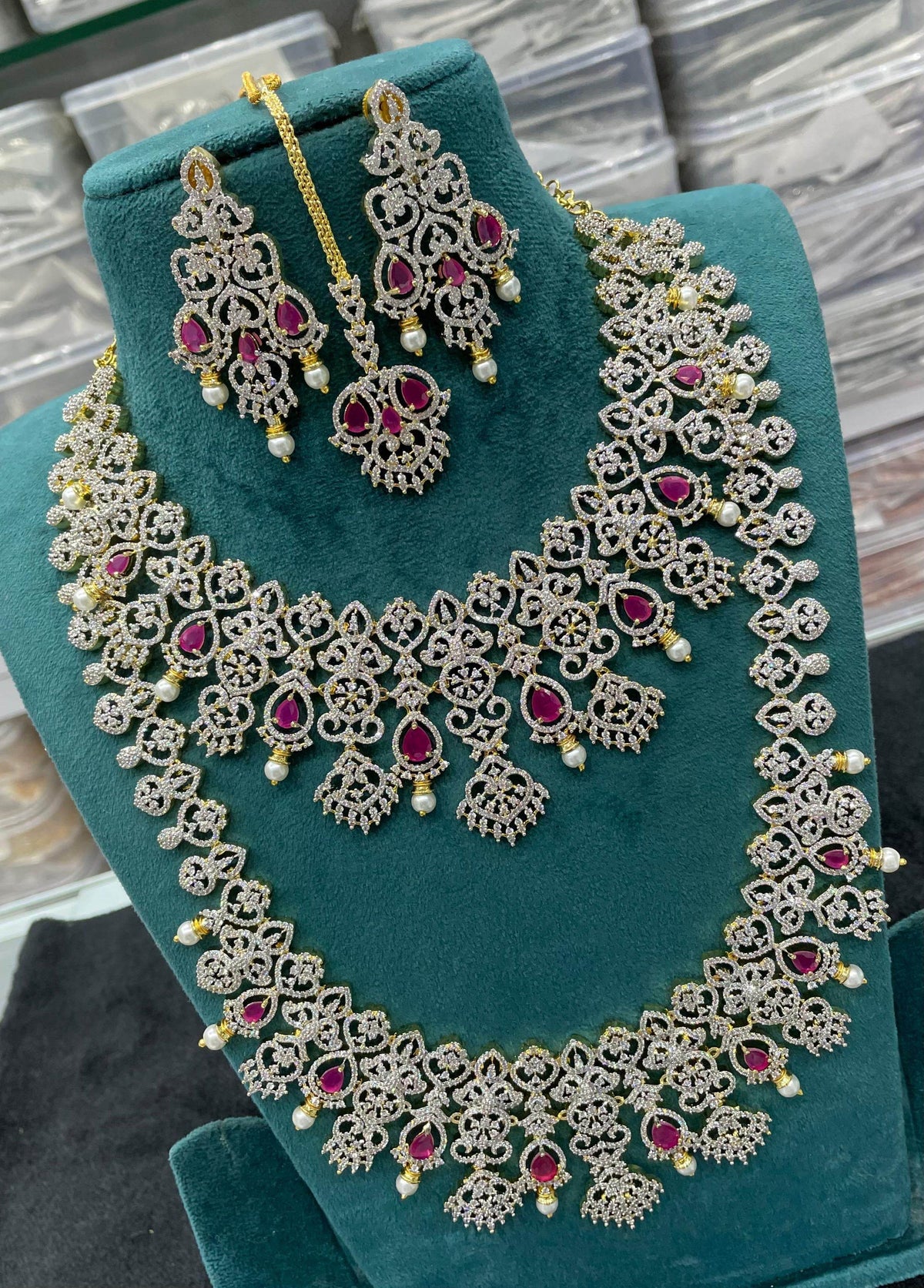 American Diamond Stones Bridal Combo Set