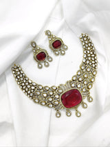 Victorian Polish with Mossianite Stones Bridal Neck Set - Nakshatra Jewels
